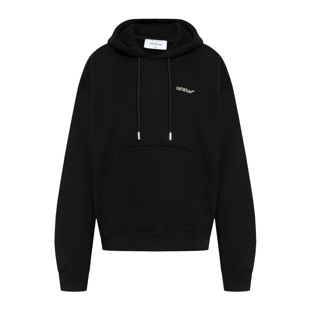 Off White Men's Black Logo Hooded Sweatshirt - Hoodies - M - Sweatshirts & Hoodies