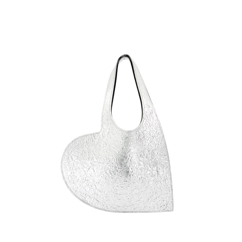 Coperni Zilveren Hart Shopper Tas Leer Gray Dames