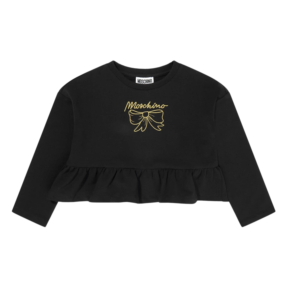 Moschino Girls Black Kids Sweatshirts, 5 Y, Bow Logo Sweatshirt For