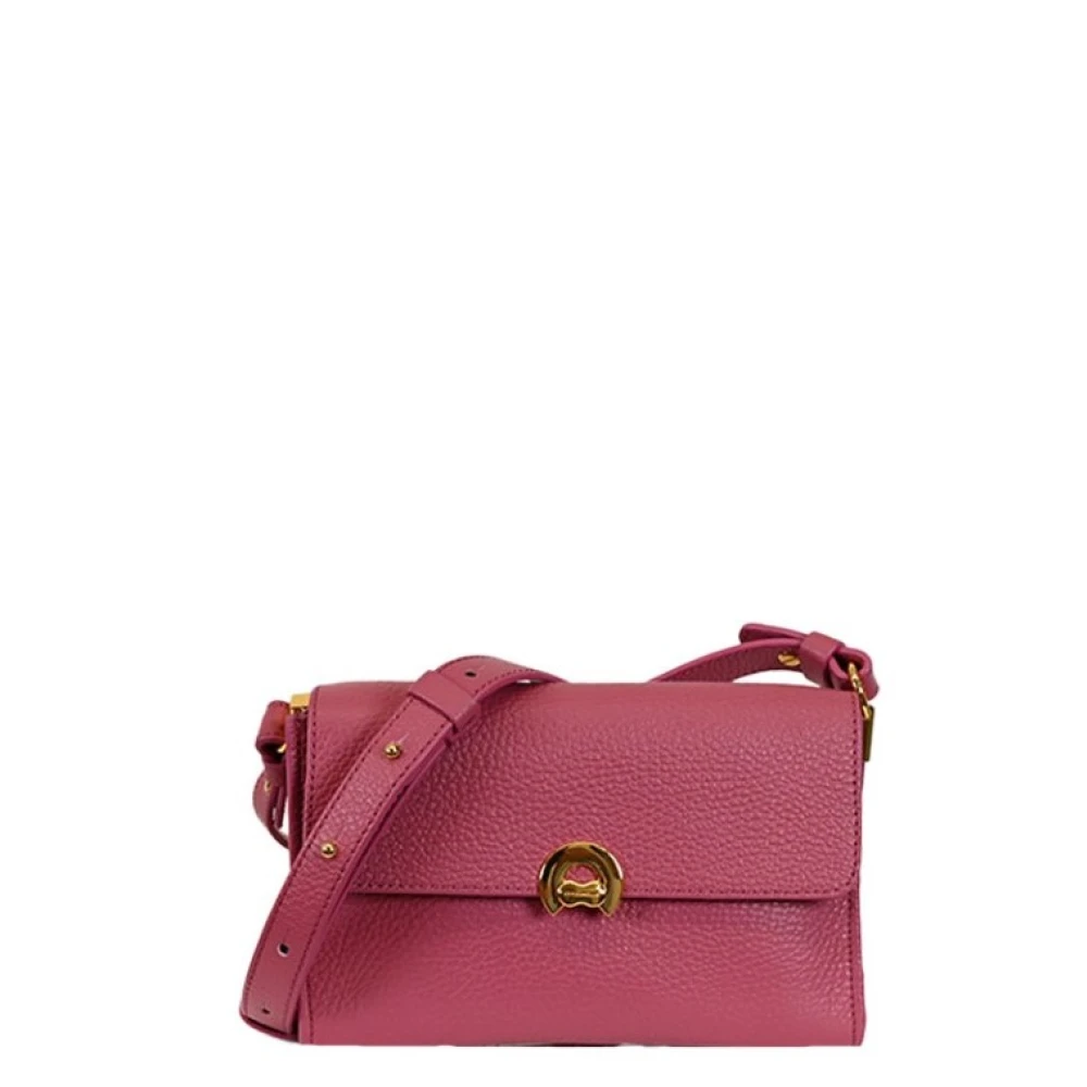 Coccinelle Schoudertas van generfd leer met draaisluiting Purple Dames