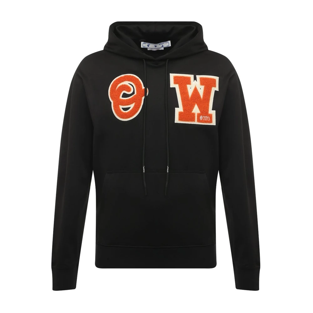 Off White Men's Black Sweatshirt With Drawstring Hood - Hoodies - L - Sweatshirts & Hoodies