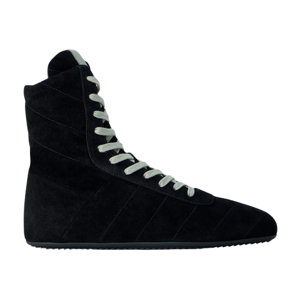 Rick Owens , Lace-Up Boots, Male, Black, 9 Uk, Quilted Minimal High Sneaks
