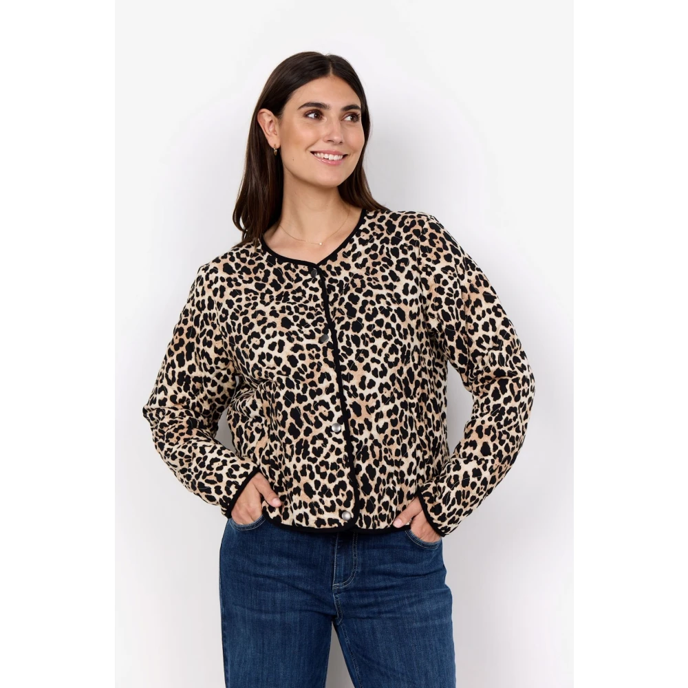 Soyaconcept Luipaardprint Jas met Zwarte Details Brown Dames