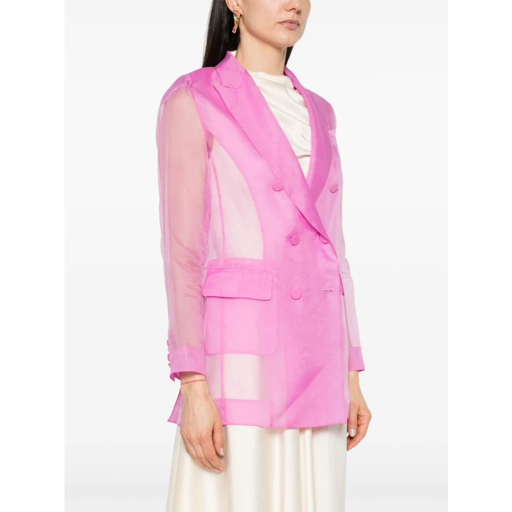 Max Mara Roze Zijden Organza Jas Pink Dames