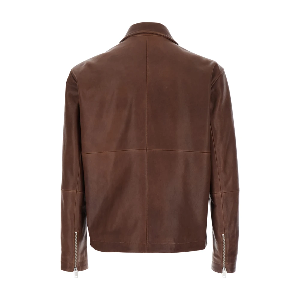 Arma Bruine leren jas met klassieke kraag Brown Heren