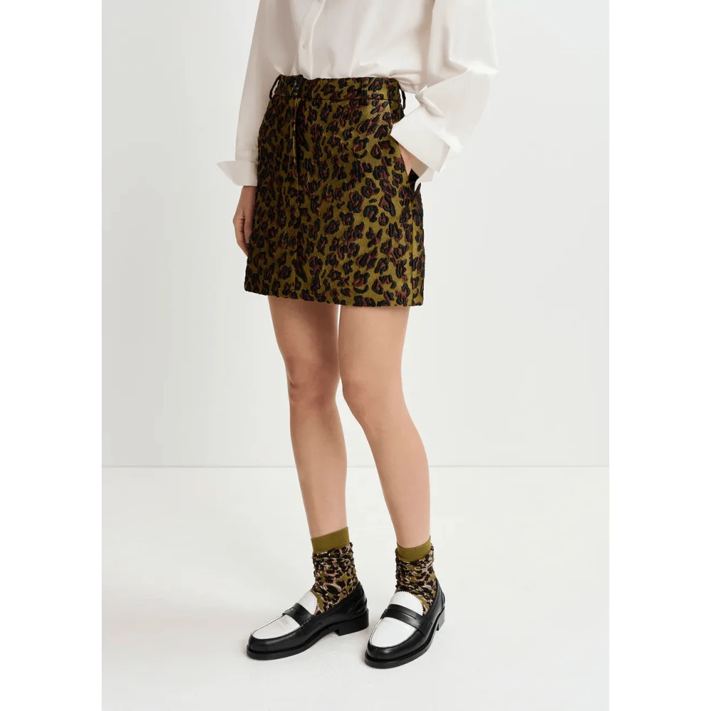 Essentiel Antwerp Stijlvolle Jacquard Minirok Brown Dames