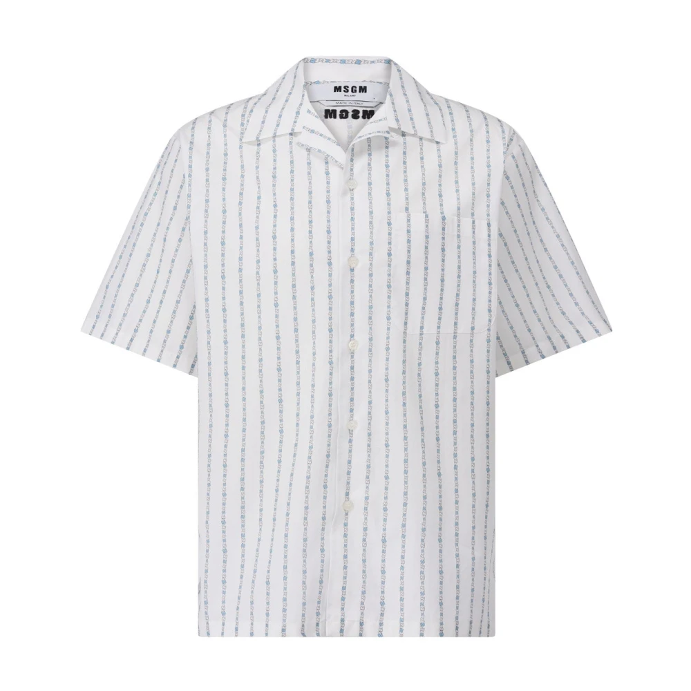 Msgm Overhemd met korte mouwen en patroon White Heren