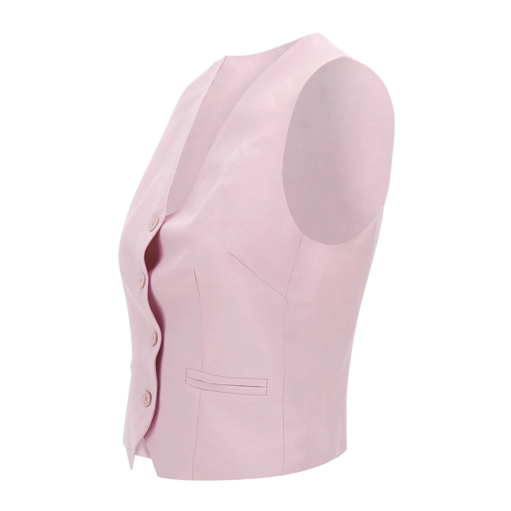 Kaos Roze Linnen en Viscose Gilet Jas Pink Dames