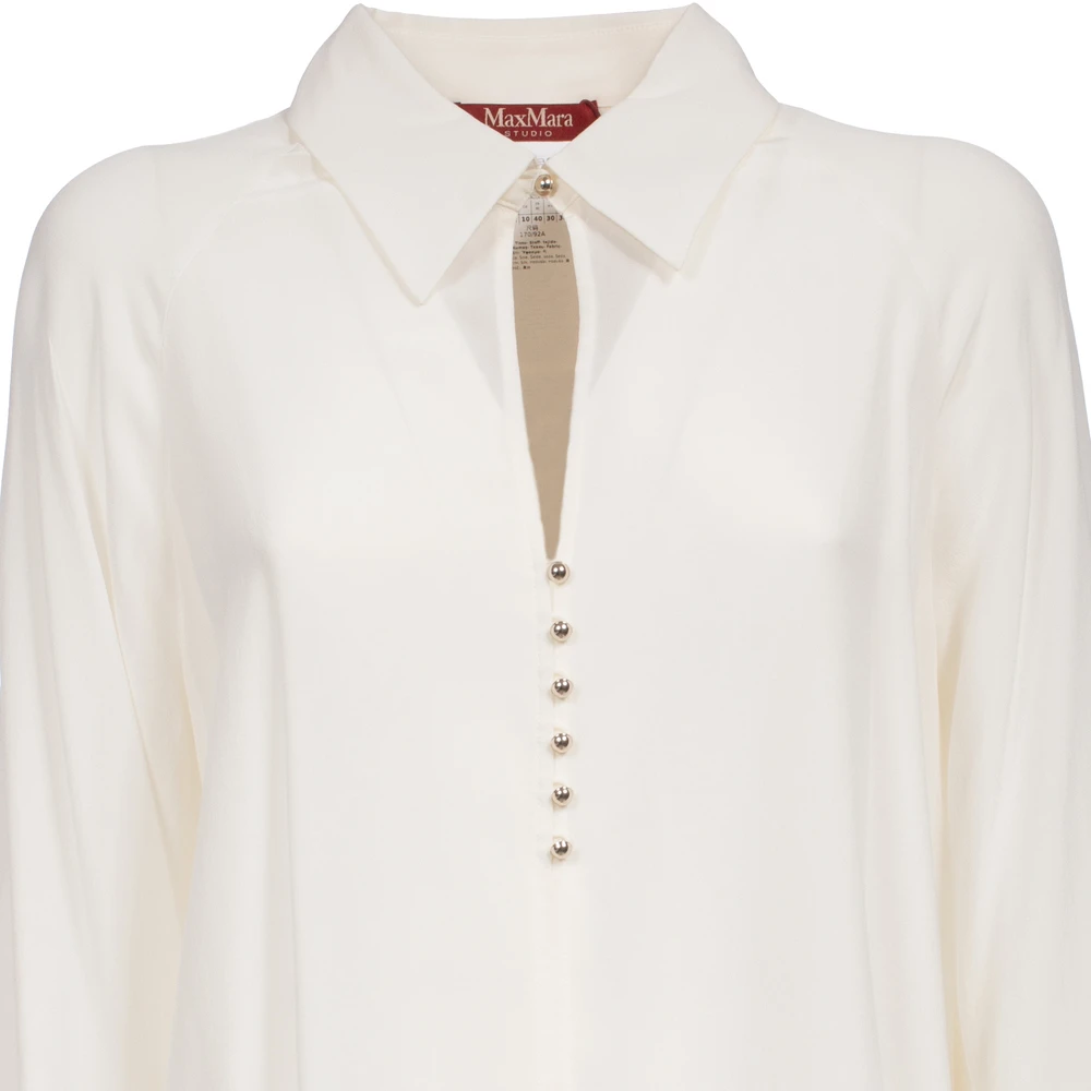 Max Mara Studio Zijden T-shirtblouse met raglanmouwen White Dames