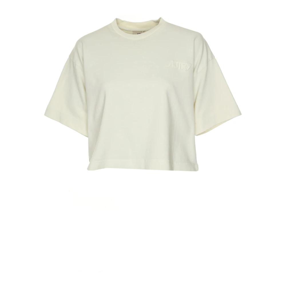 Autry Geribbelde hals Oversized T-shirt Beige Dames