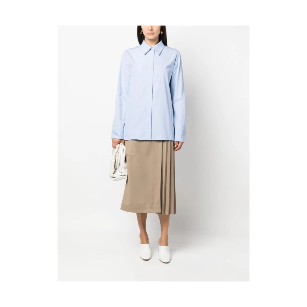 Jil Sander Gestreept katoenen overhemd Blue Dames