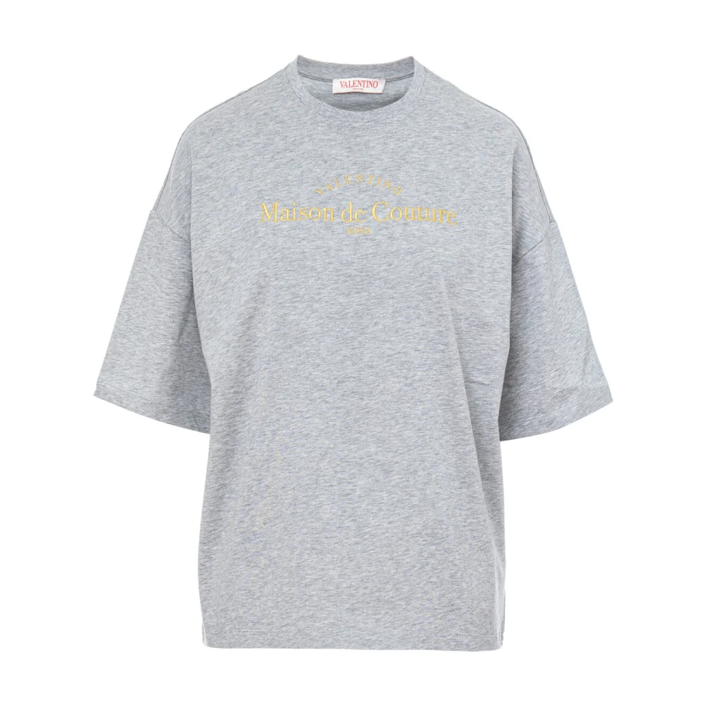 Valentino Garavani Casual Logo Print T-Shirt Gray Dames