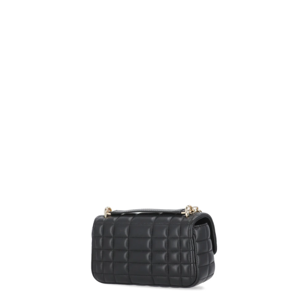 Michael Kors Zwarte leren schoudertas met klep Black Dames