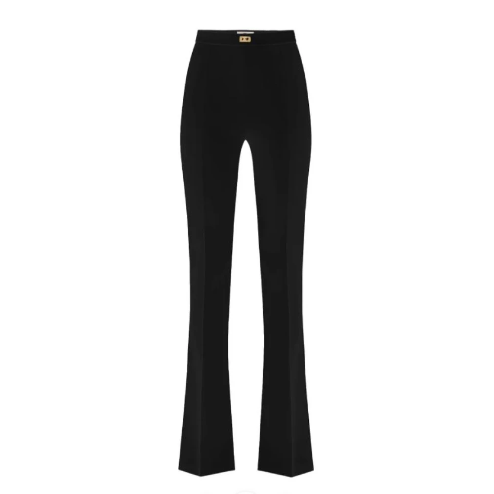 Elisabetta Franchi Wijde Zwarte Broek Stretch Crepe Black Dames