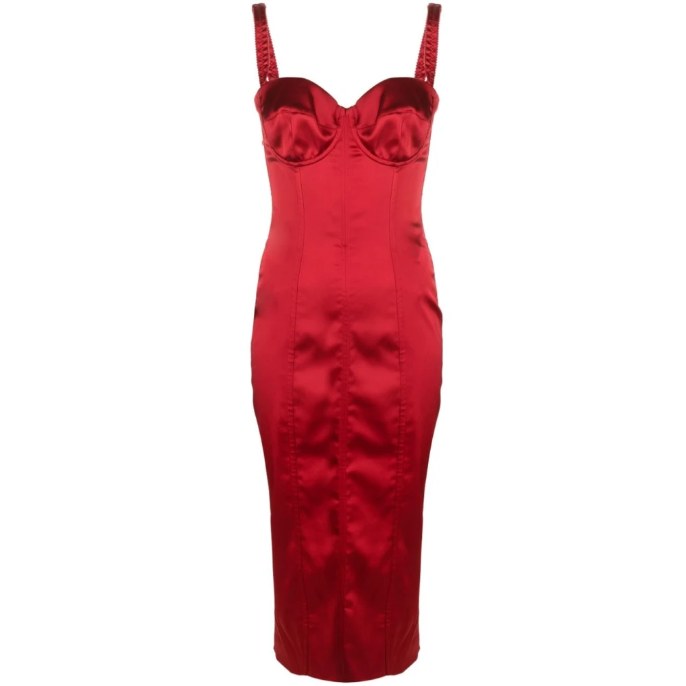 Dolce & Gabbana Rode Jurk met Hartvormige Halslijn en Mouwloos Red Dames