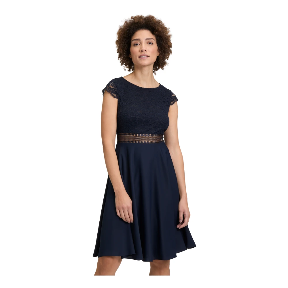 Vera Mont Kanten Avondjurk Elegant Model Blue Dames