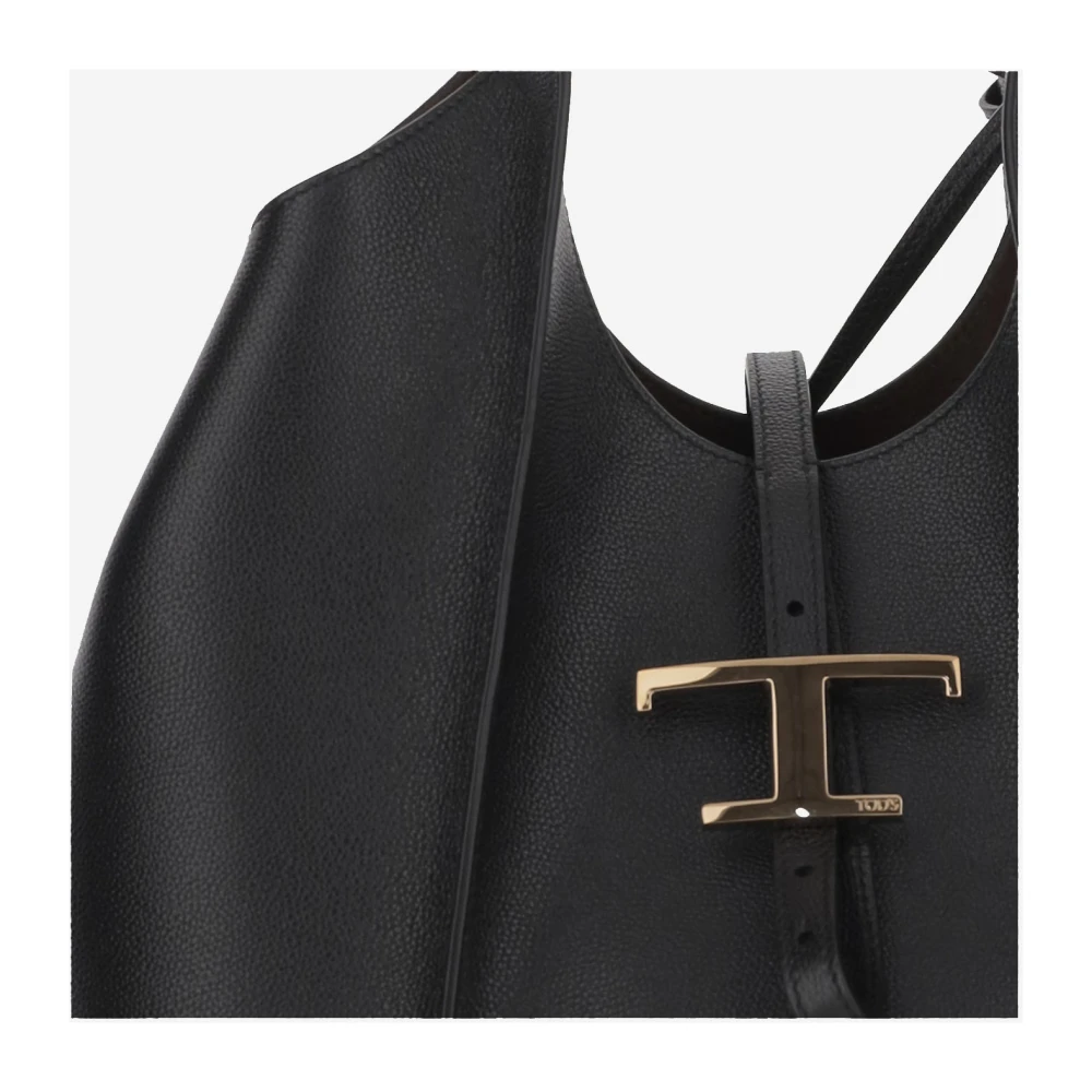 TOD'S Tijdloze leren hobo T-tas Black Dames