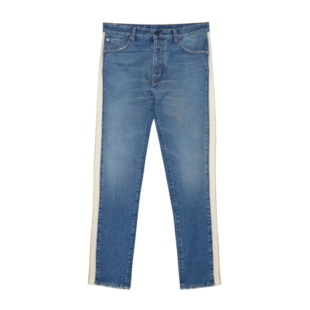 Palm Angels Blauwe Jeans met Witte Strepen Blue Heren