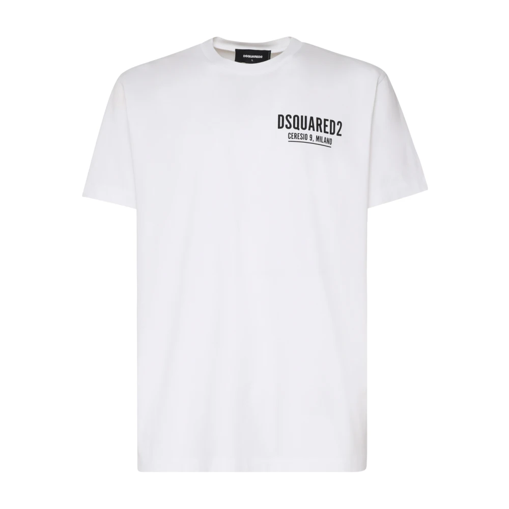 Dsquared2 Witte Katoenen T-shirt Ronde Kraag Korte Mouwen White Heren