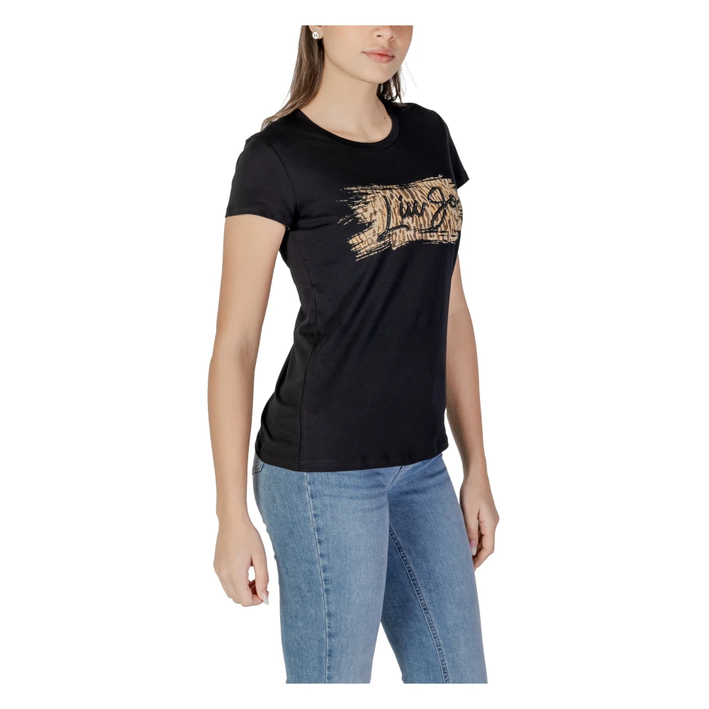 Liu Jo Katoenen T-shirt met korte mouwen Lente Zomer Black Dames
