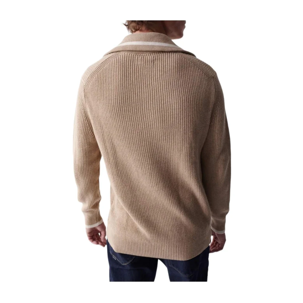 Salsa Beige Hoge Hals Rits Trui Beige Heren