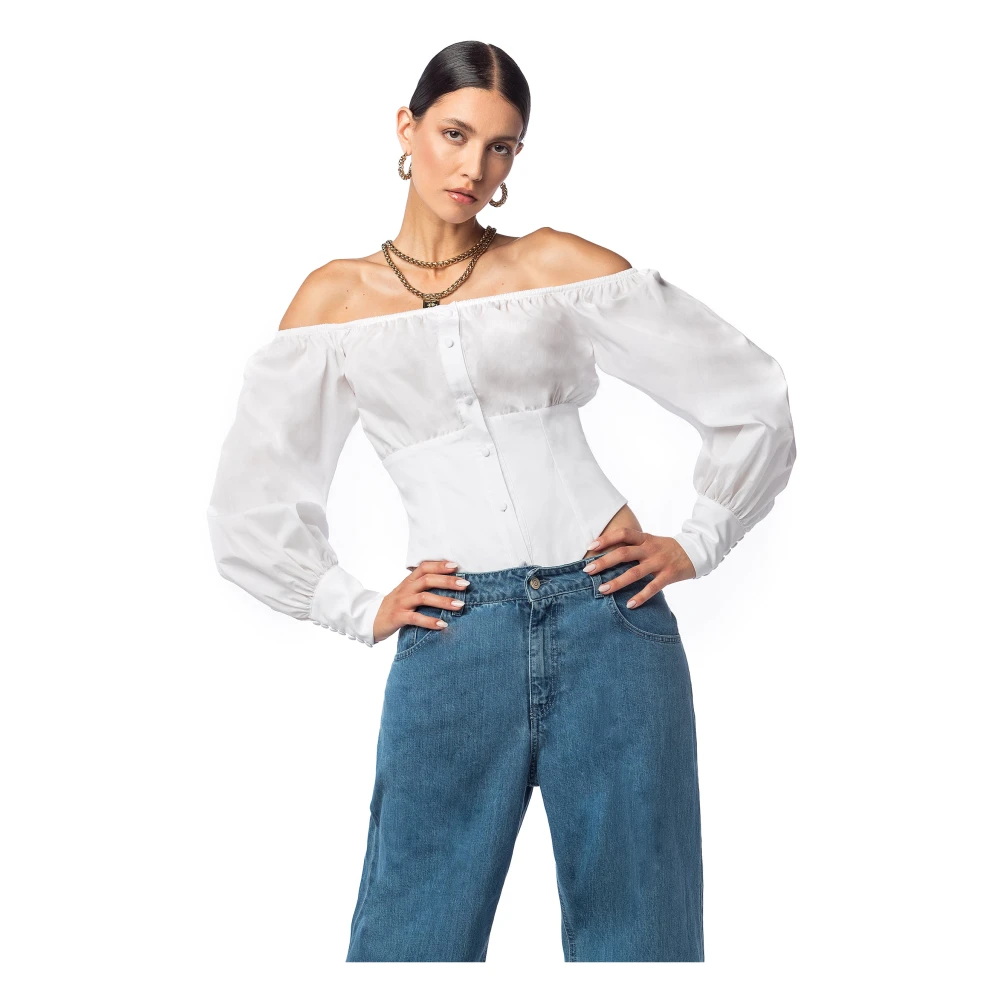 MVP wardrobe Bootnek Pofmouw Poplin Shirt White Dames