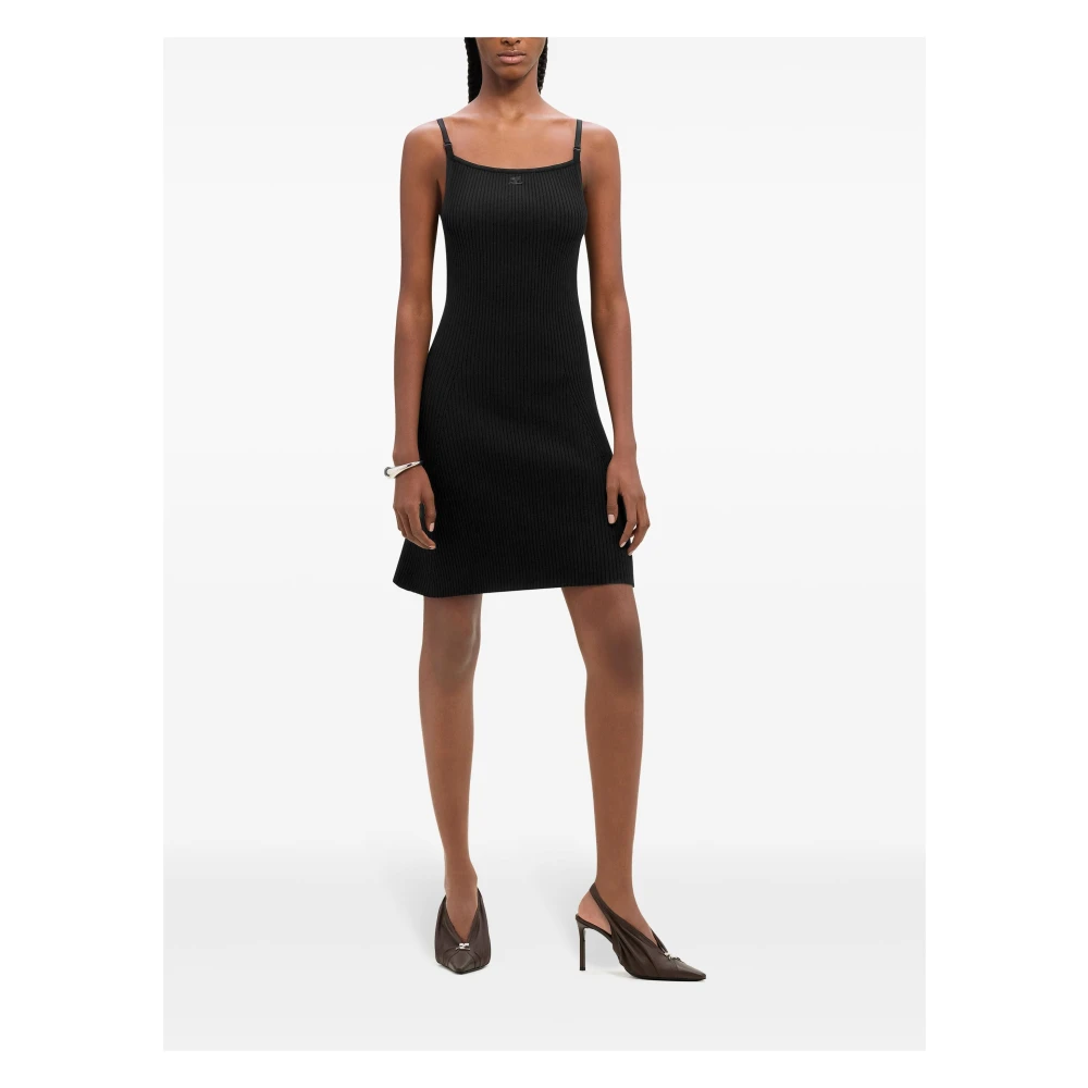 Courrèges Zwarte Ribgebreide Jurk Black Dames