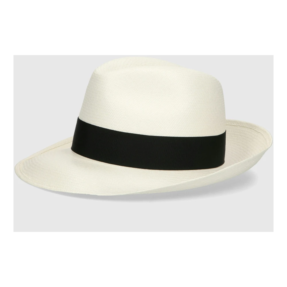 Borsalino Moderne Panama Hoed met Brede Rand White Dames