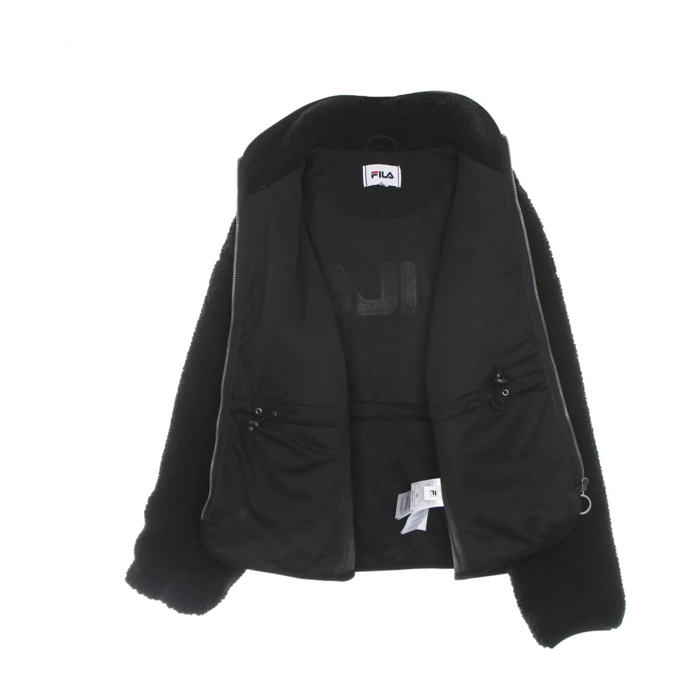 Fila Sherpa Fleece Jas Zwart Hoge Hals Black Dames