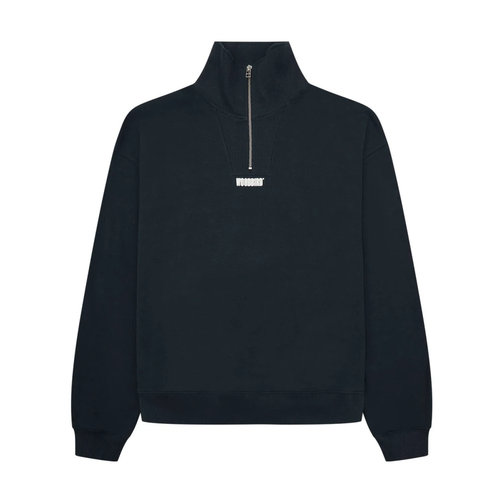 Woodbird Half Zip Sweatshirt Blue Heren