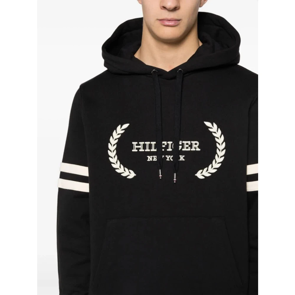 Tommy Hilfiger Zwarte Laurel Monotype Hoodie Black Heren