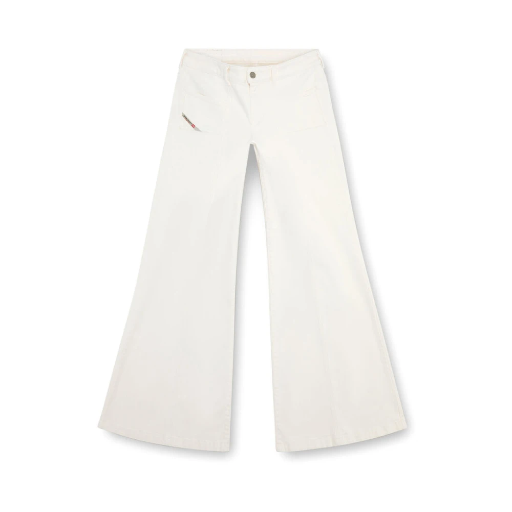 Diesel Wijd uitlopende Denim Jeans met Logodetails White Dames
