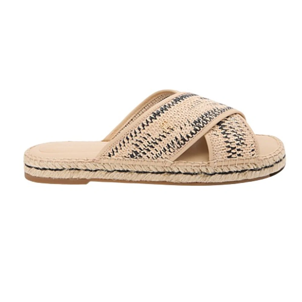 Tommy Hilfiger Women's Beige Sliders, 6 Uk, Raffia Espadrille Mule