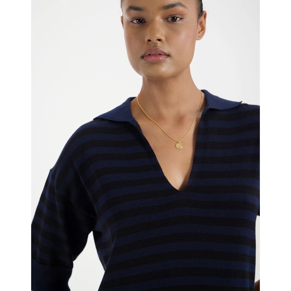 Ines De La Fressange Paris Océane katoenen gestreepte jurk Blue Dames