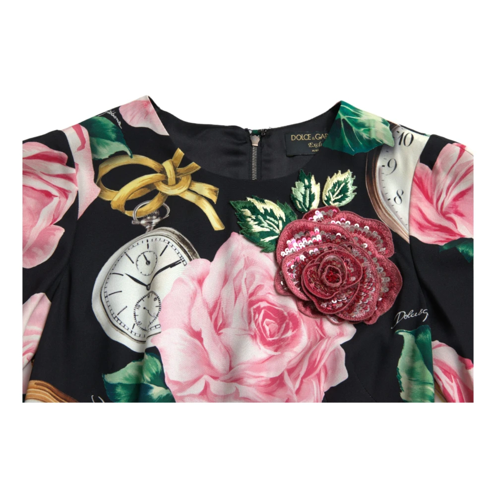 Dolce & Gabbana Bloemig A-Lijn Jurk met Pailletten Detail Multicolor Dames