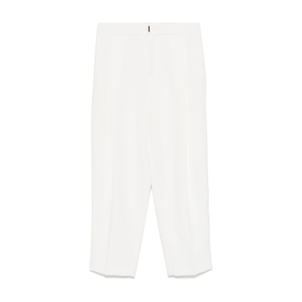 Elisabetta Franchi Ivoor Witte Crepe Tapered Leg Broek White Dames