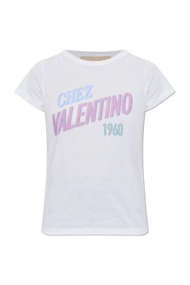 T-shirt i bomullsjersey med tryck Chez Valentino 1960