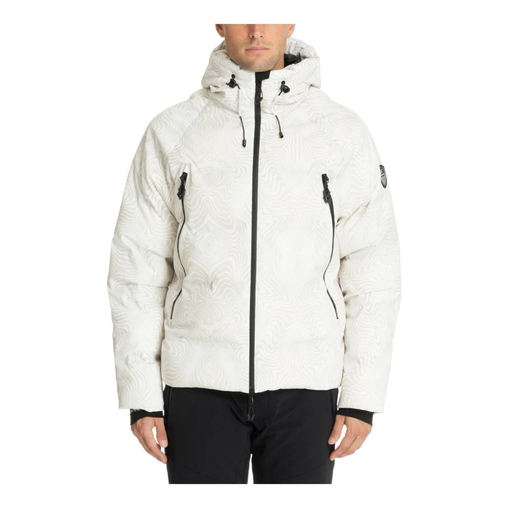 Emporio Armani EA7 Abstract Multicolor Donsjas Met Ritssluiting White Heren