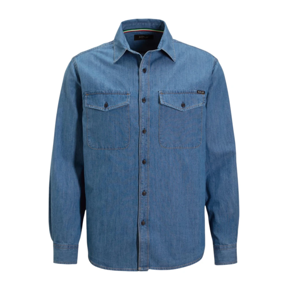 Replay Lange mouwen shirt Blue Heren