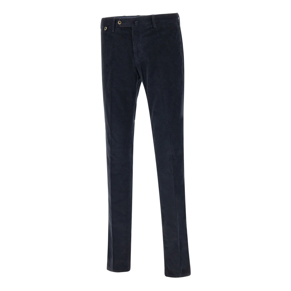 PT Torino Blauwe Velvet Slim Fit Broek Blue Heren