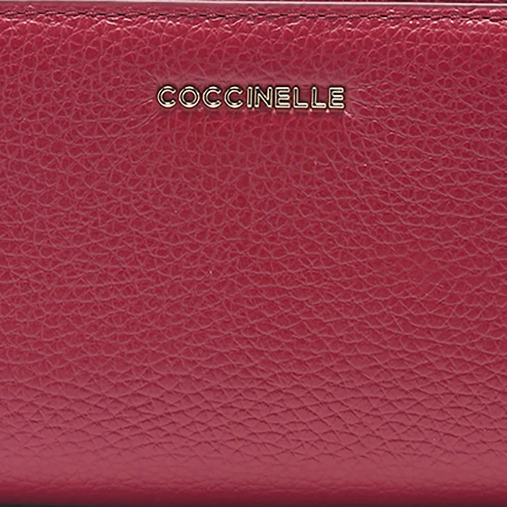 Coccinelle Kleine leren portemonnee met knoopsluiting Red Dames