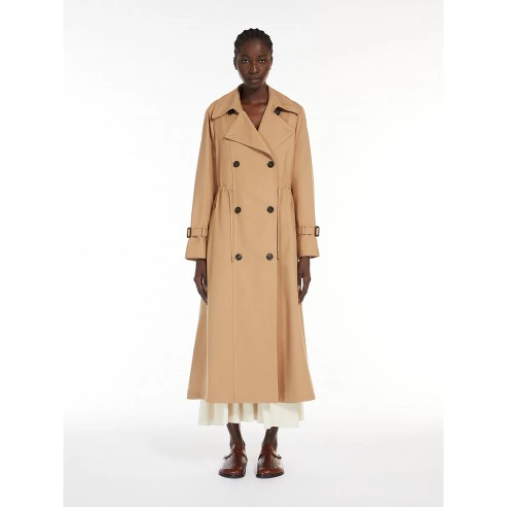 Max Mara Waterdichte Wollen Blend Midi Trenchcoat Beige Dames