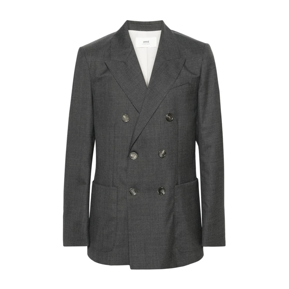 Ami Paris Dubbel Breasted Blazer Gray Heren