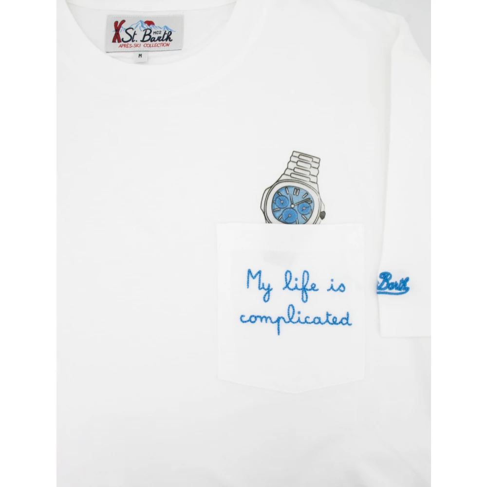 MC2 Saint Barth Geborduurde T-shirt met Ronde Hals White Heren