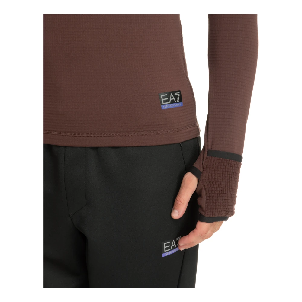 Emporio Armani EA7 Effen Logo Rits Sweater Brown Heren