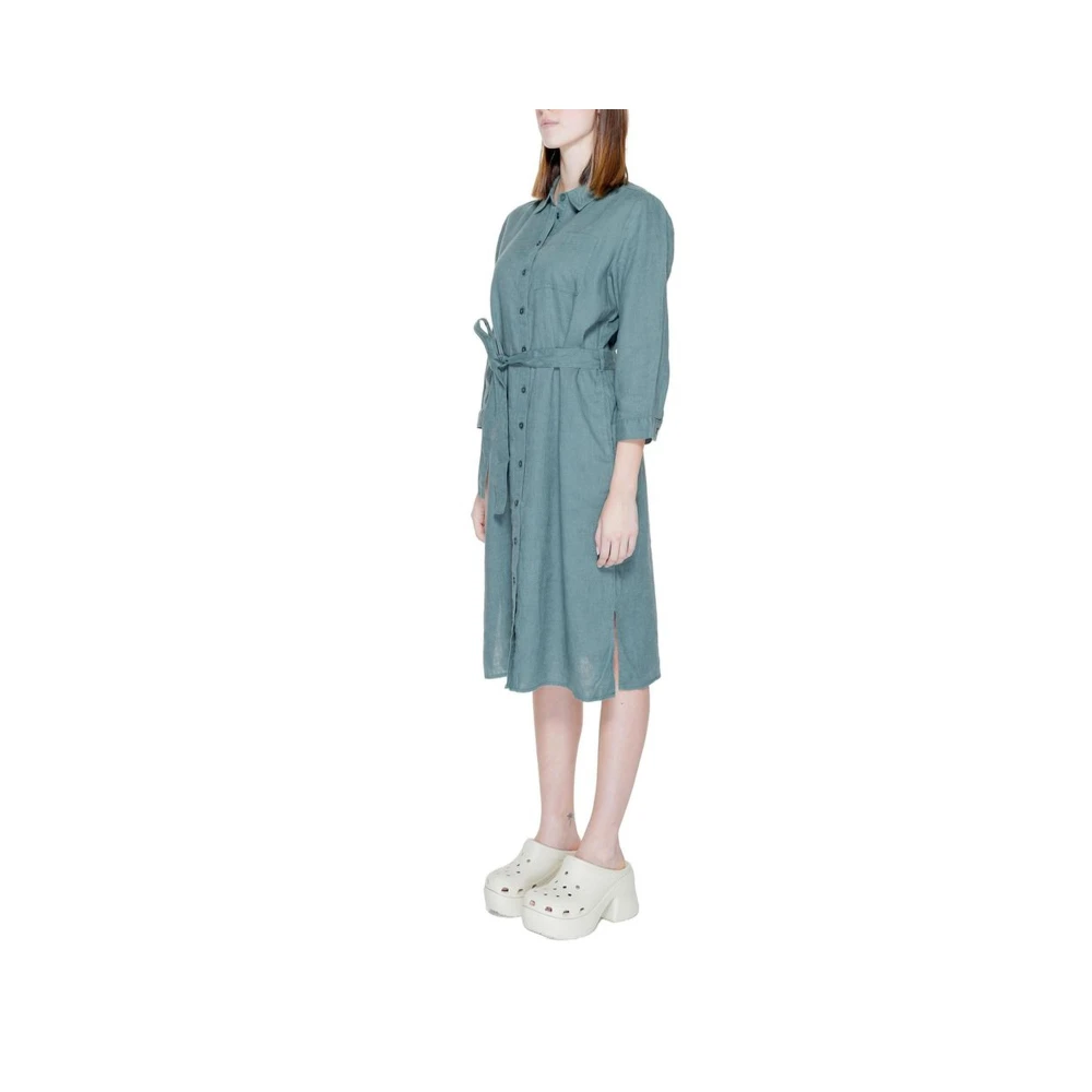Street One Linnen Lange Jurk Lente Zomer Collectie Green Dames