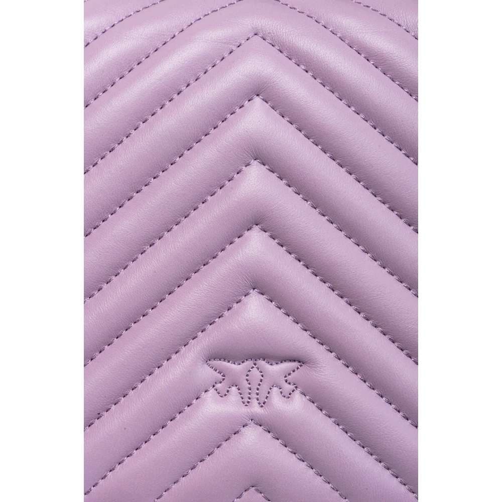 pinko Leren Schoudertas met Logo Purple Dames