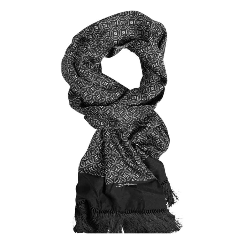 Dolce & Gabbana Men's Black Silk Scarves, One Size, Foulard Scarf