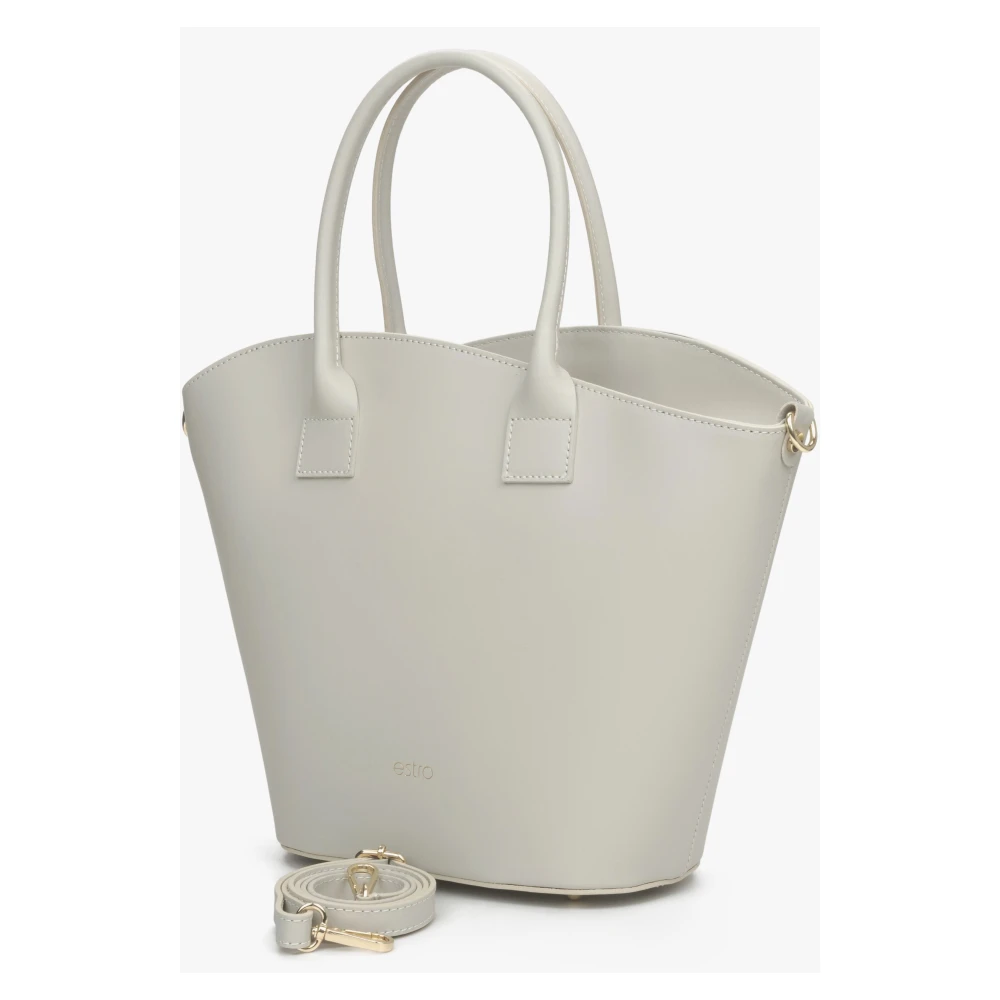 Estro Dames Grijze Premium Italiaans Leren Shopper Tas Er00115073 Gray Dames
