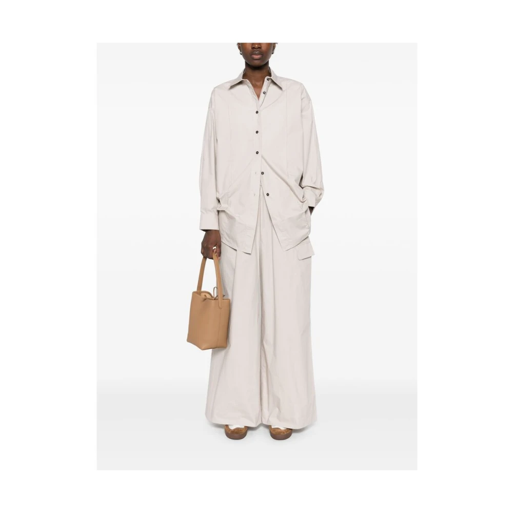 Remain Birger Christensen Grijze Button-Up Shirt met Box Pleat Beige Dames